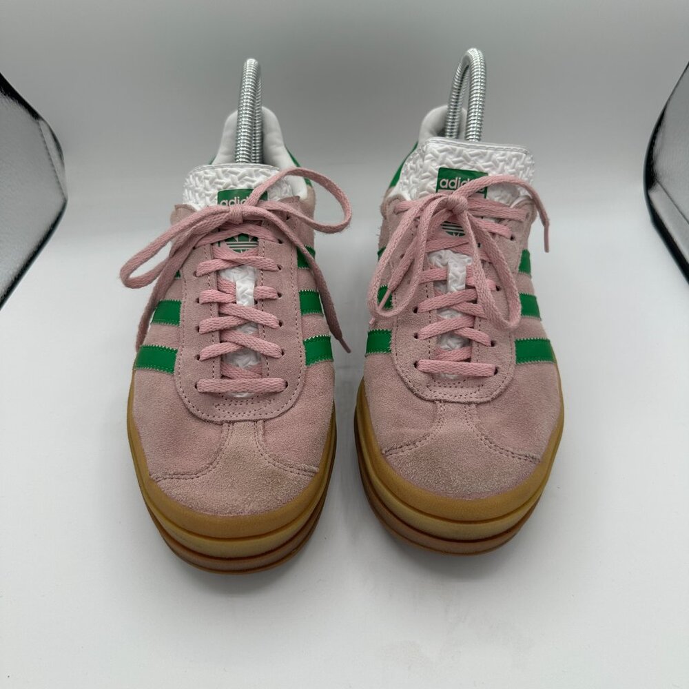 Adidas Gazelle Bold Shoes Pink Suede Green Stripes Women's 8.5 - Picture 2 of 7